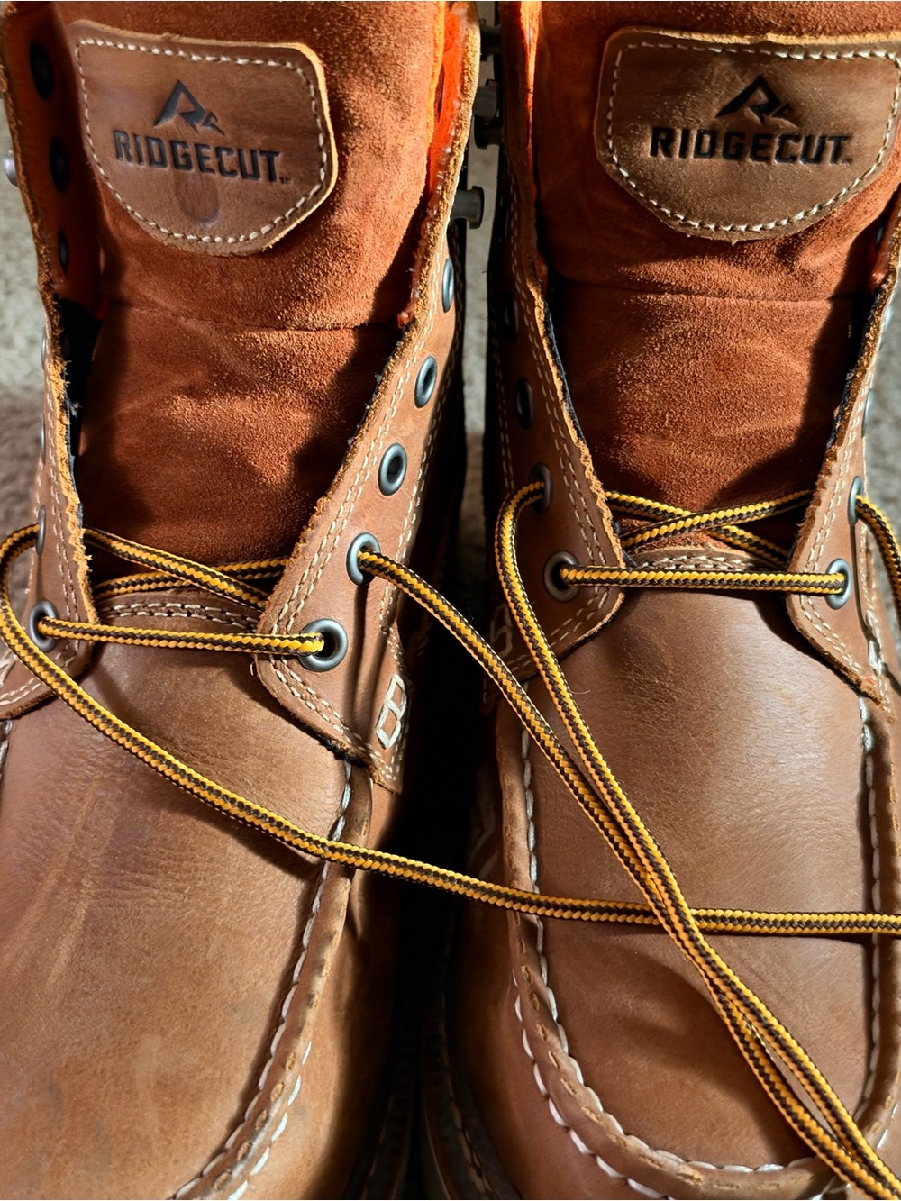 RIDGECUT Men's Tan Leather Steel Toe Boots